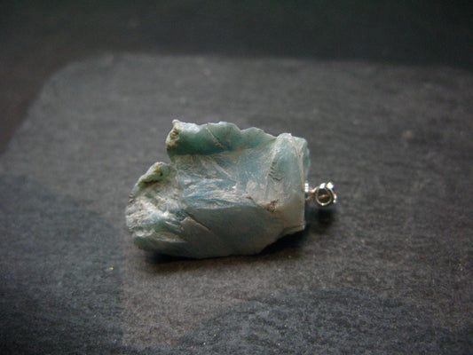 Rare Blue Larimar Pectolite Silver Pendant From Dominican Republic - 1.2"