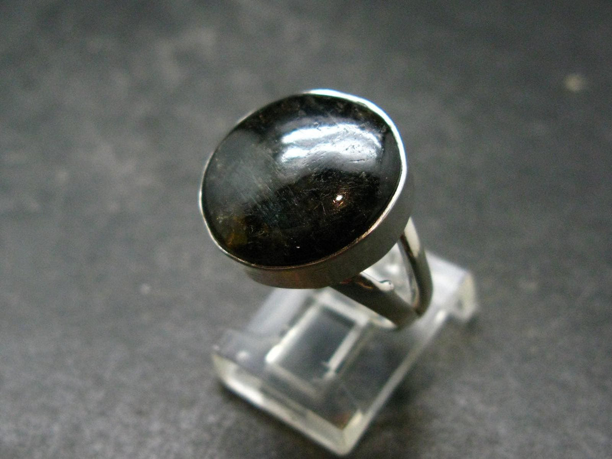 Very Rare Nuumite Nuummite Sterling Silver Plated Ring from Greenland - 5.39 Grams - Size 7