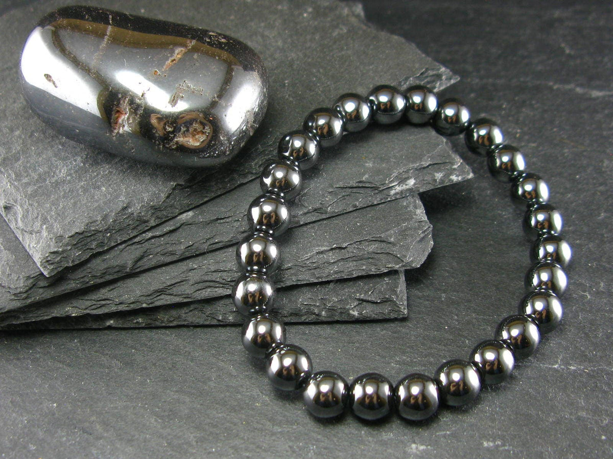 Hematite Genuine Bracelet ~ 7 Inches ~ 8mm Round Beads
