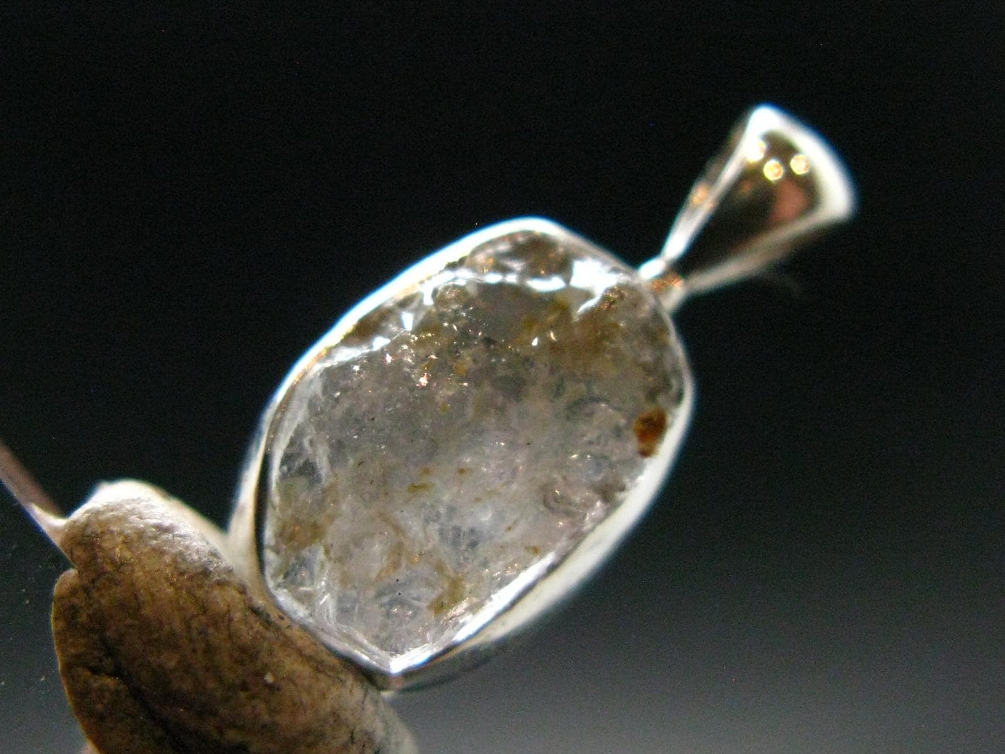 Gray Herderite Silver Pendant from Africa - 0.7" - 1.16 Grams