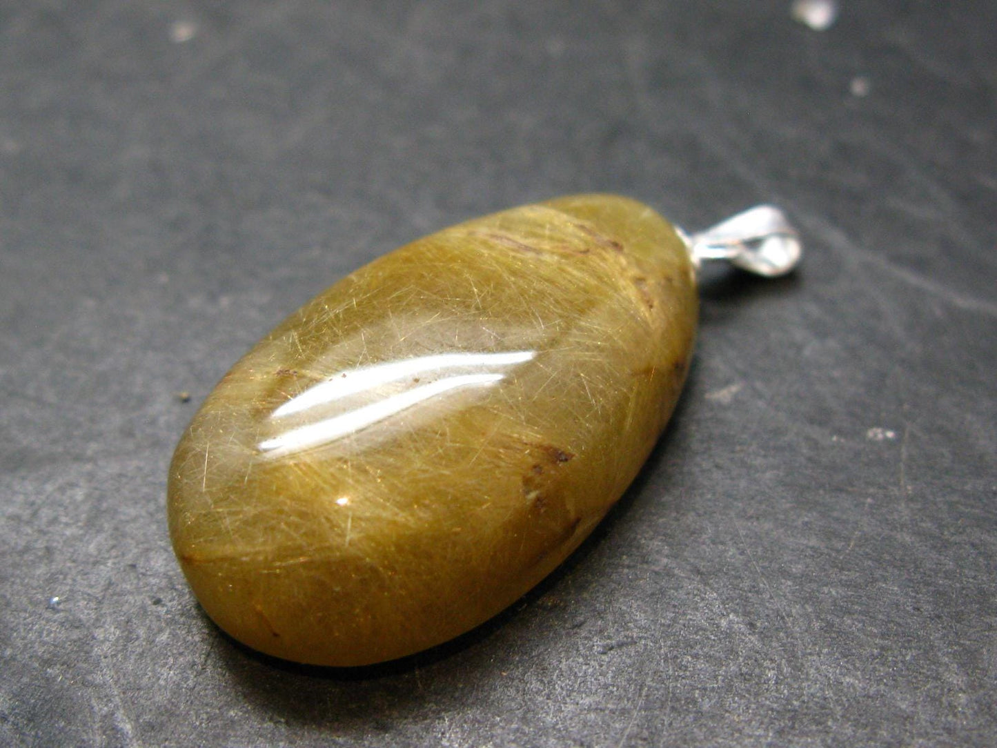 Rutilated Quartz Silver Pendant From Brazil - 1.4"