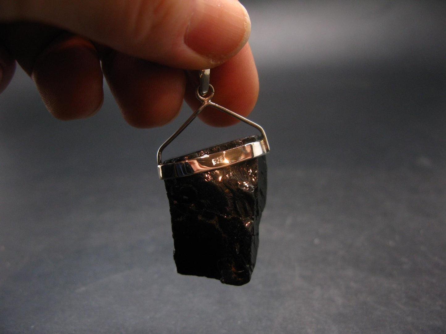 Unpolished Elite Shungite Silver Pendant from Russia - 1.8" - 9.74 Grams