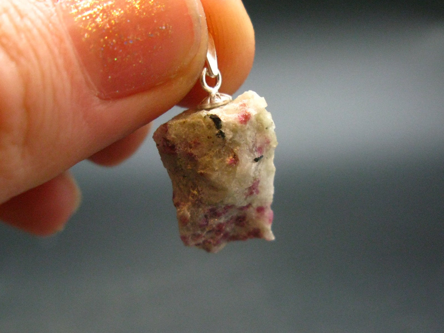 Rare Kakortokite Silver Pendant From Greenland - 2.66 Grams - 0.9"