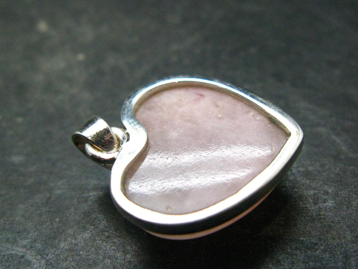 Pink Petalite Silver Heart Pendant from Canada - 1.0" - 4.31 Grams