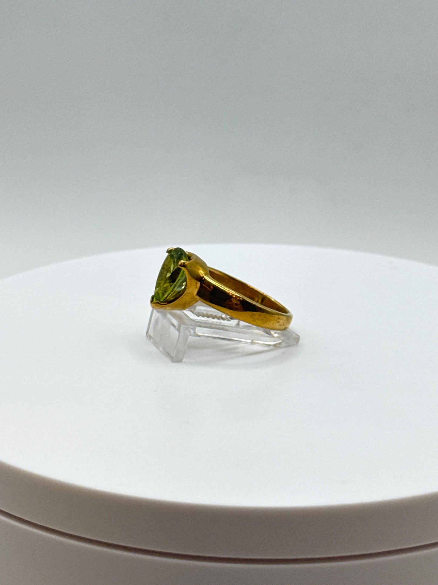 Trillion Cut Peridot Ring | Gold-Plated Sterling Silver, Size 7