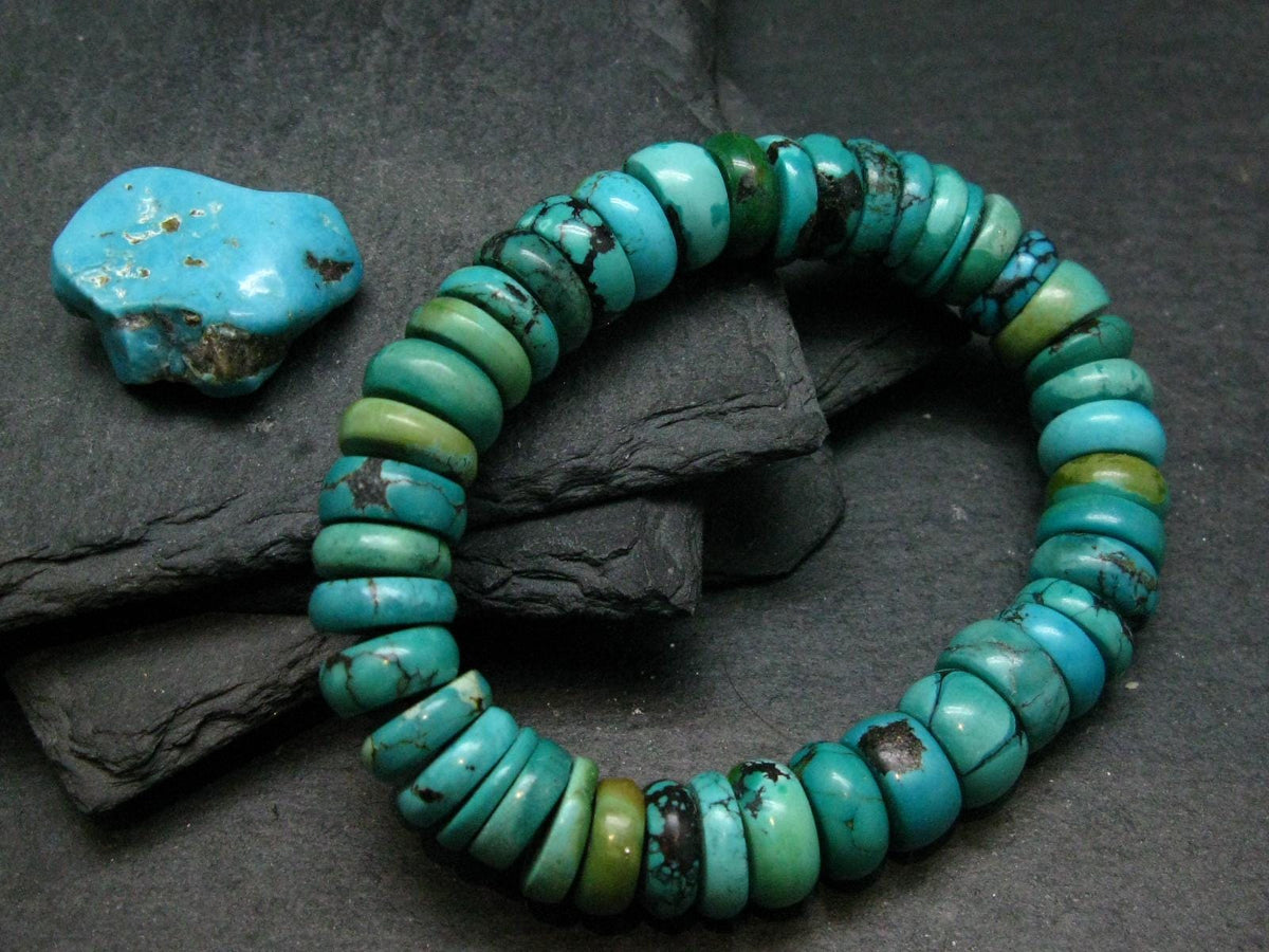 Turquoise Genuine Untreated Bracelet ~ 7 Inches ~ 12mm Rondelle Beads