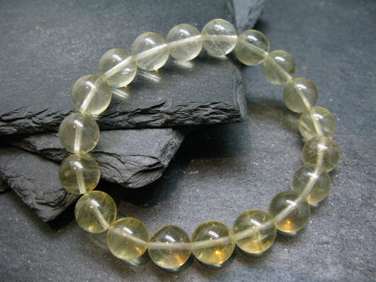 Yellow Fluorite Genuine Bracelet ~ 7 Inches ~ 10mm Round Beads