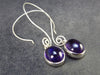 Oval Shaped Cabochon Natural Amethyst 925 Sterling Silver Drop Earrings - 2.0" - 3.96 Grams