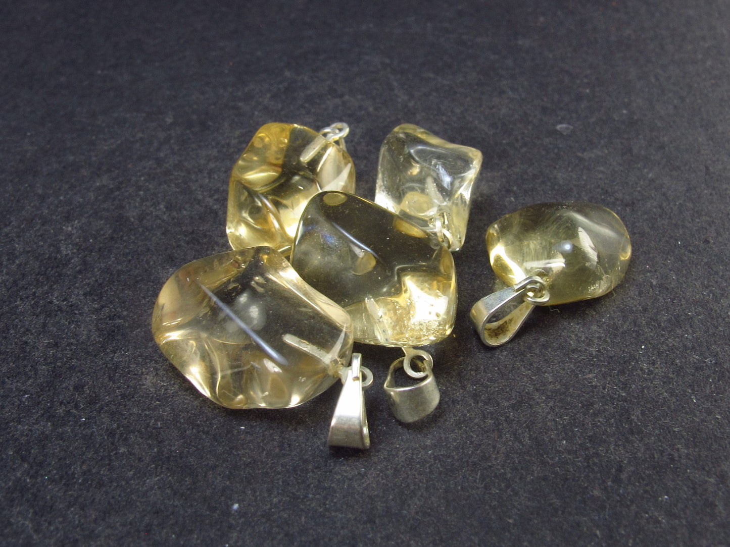 Set of 5 Natural Citrine Pendants From Brazil