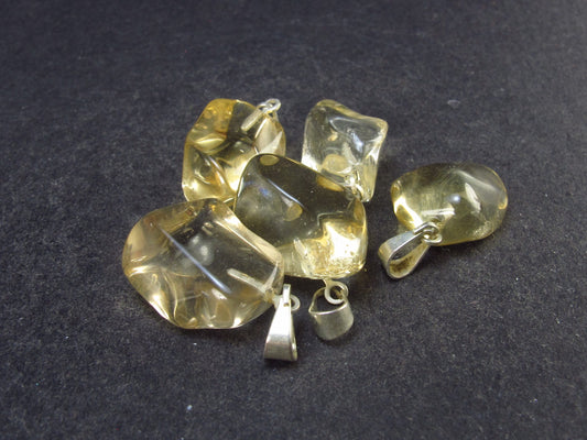 Set of 5 Natural Citrine Pendants From Brazil