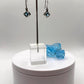 Swiss Blue Topaz Drop Earrings in Geometric Silver Frame - Weight 3.61 Grams
