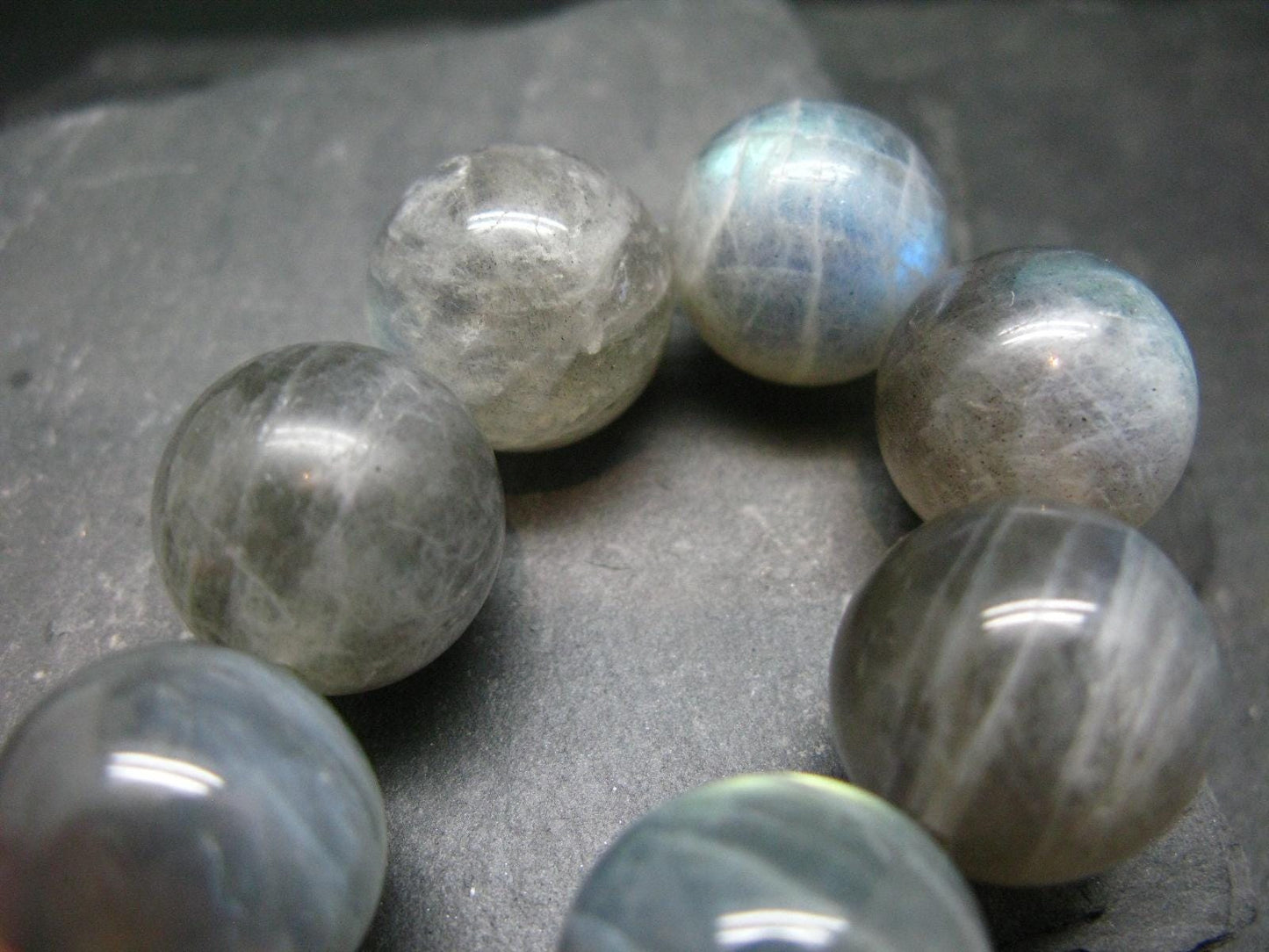 Labradorite Genuine Bracelet ~ 7 Inches ~ 20mm Round Beads