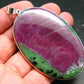 Ruby In Zoisite Silver Pendant from Tanzania - 3.3"