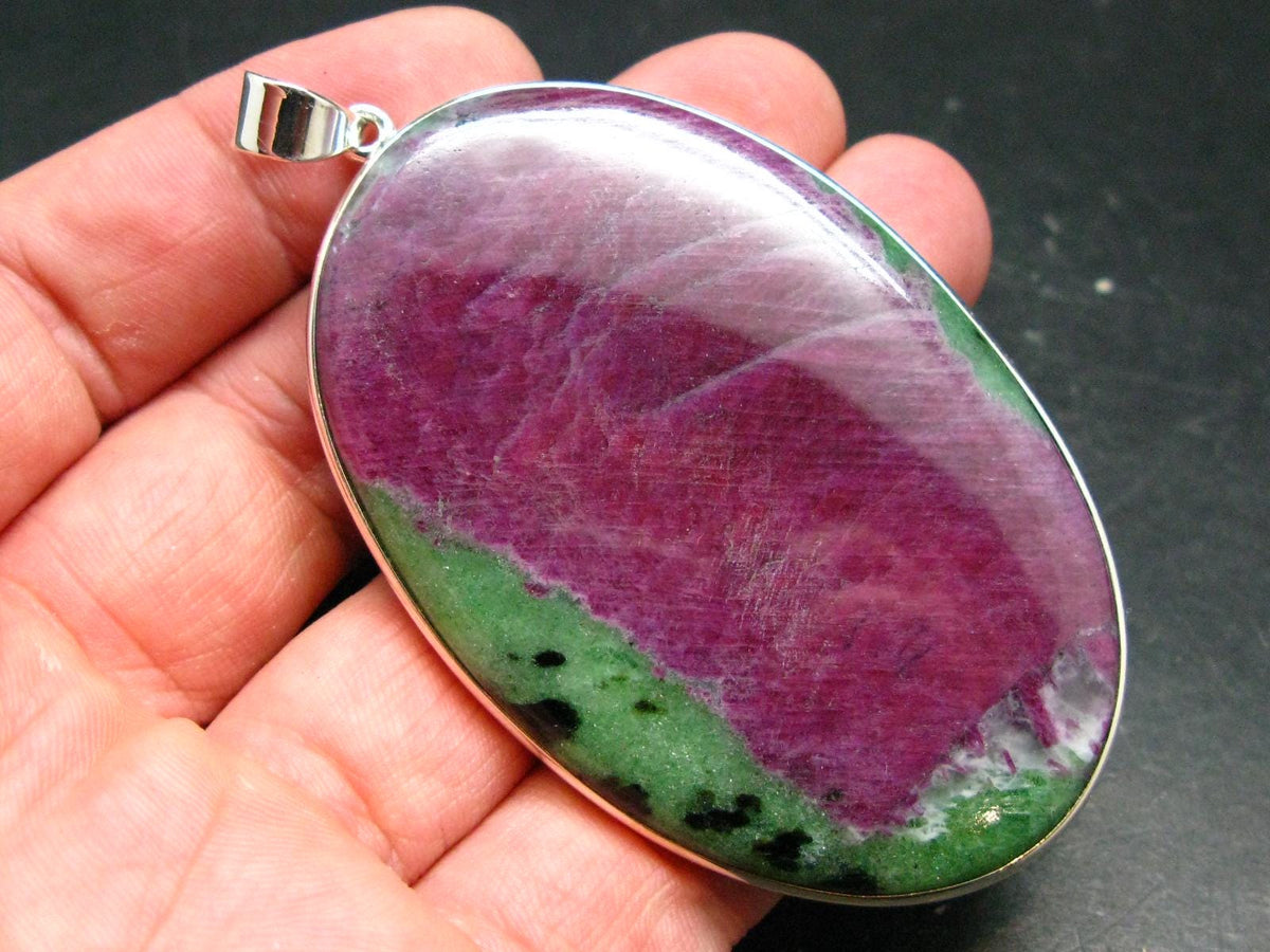Ruby In Zoisite Silver Pendant from Tanzania - 3.3"