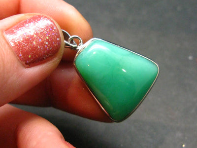 Chrysoprase Silver Pendant From Australia - 1.1" - 4.15 Grams