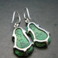 Natural Raw Deep Blue Azurite with Green Malachite Earrings In Sterling Silver From Mexico - 1.7"