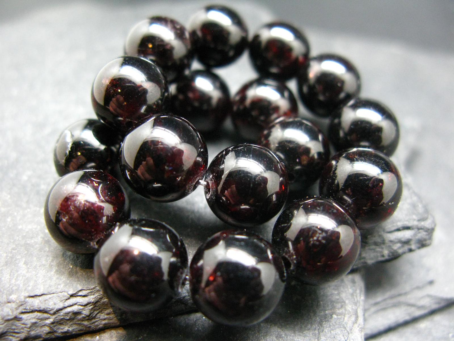 Gem Garnet Almandine Genuine Bracelet ~ 7 Inches ~ 11mm Round Beads