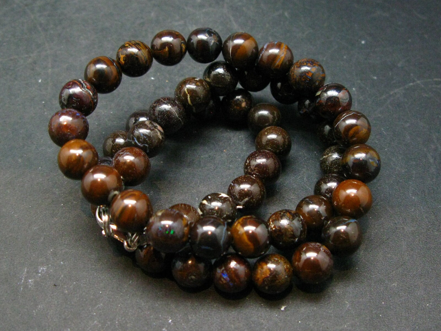 Rare Boulder Opal Beads Necklace From Australia - 17"