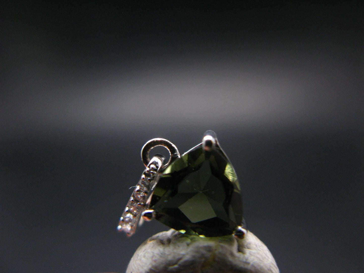 Moldavite Tektite Silver Pendant from Czech Republic - 0.7" - 1.0 Grams