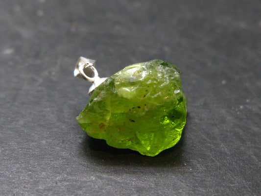 Peridot Olivine Pendant in SS From Arizona - 0.8" - 2.88 Grams