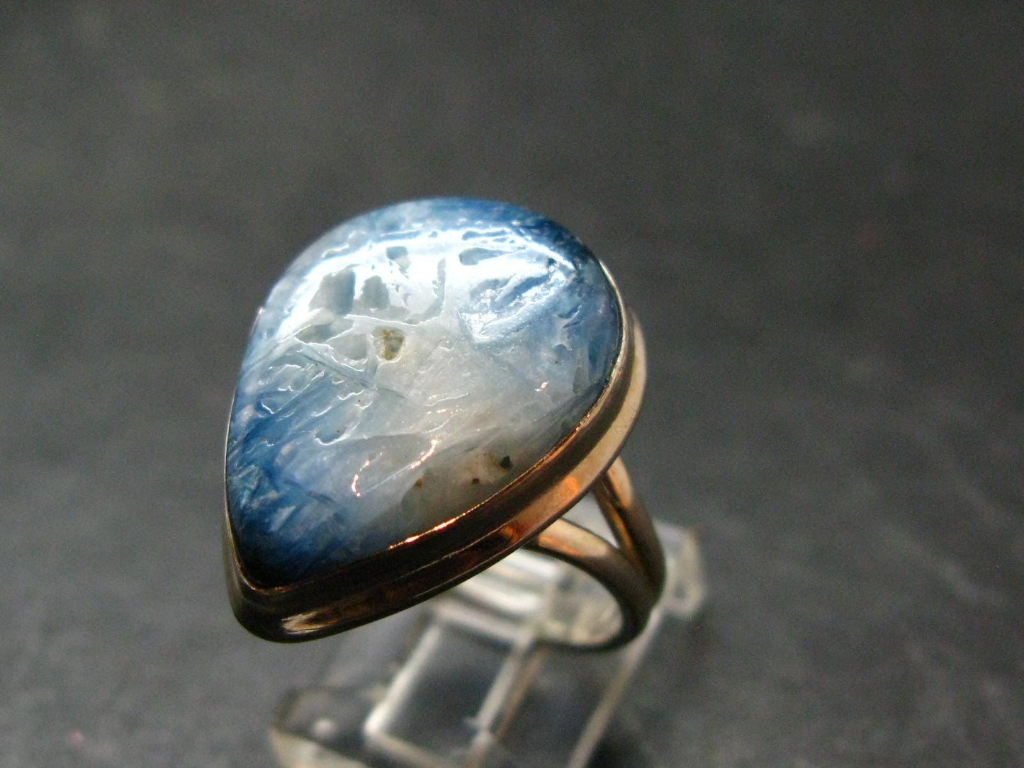Blue Ice Glacierite Silver Ring from Indonesia - Size 9- 7.87 Grams