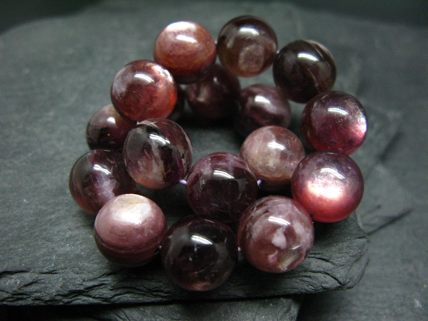 Lepidolite Genuine Bracelet ~ 7.5 Inches ~ 12mm Round Beads