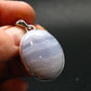 Rare Blue Lace Holly Chalcedony Agate Silver Plated Pendant From Malawi - 1.5" - 8.4 Grams