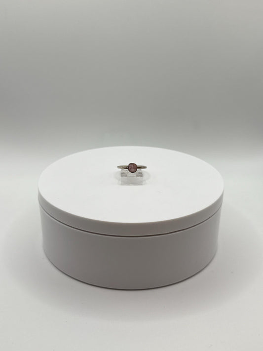 Dainty Pink Stone Ring in Sterling Silver – Minimalist & Elegant - Size 6