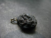 Tibetan Black Tektite Silver Pendant From Tibet - 1.1" - 4.35 Grams