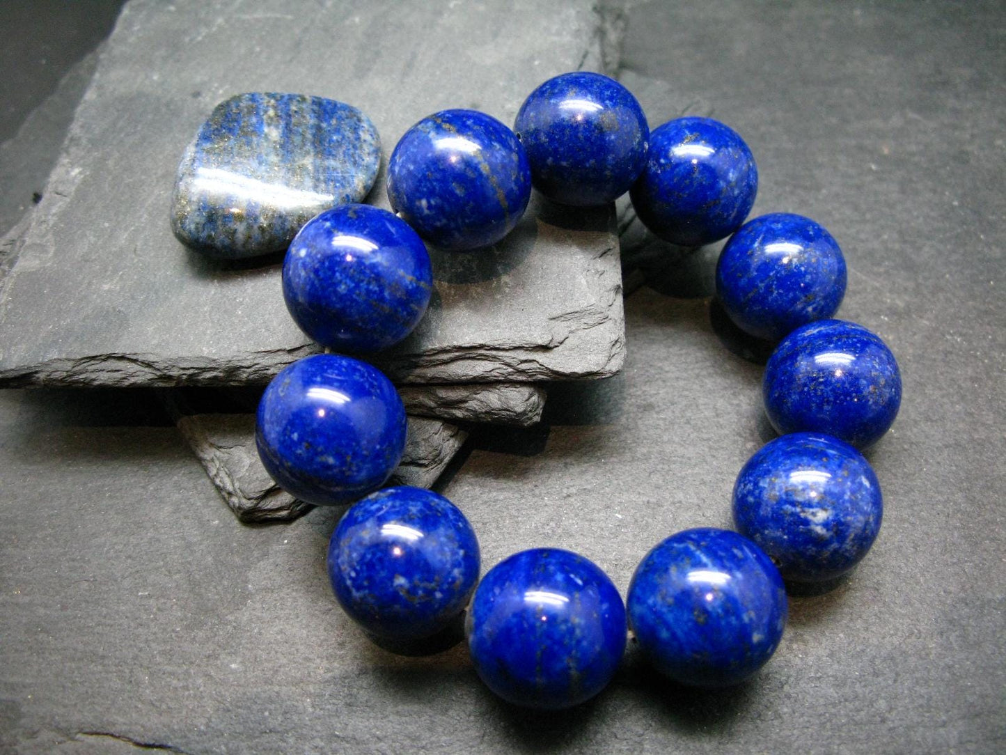 AAA Grade Lapis Lazuli Lazurite Genuine Bracelet ~ 7 Inches ~ 20mm Round Beads