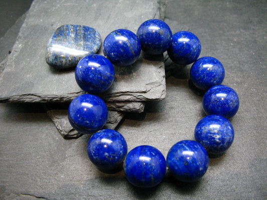 AAA Grade Lapis Lazuli Lazurite Genuine Bracelet ~ 7 Inches ~ 20mm Round Beads