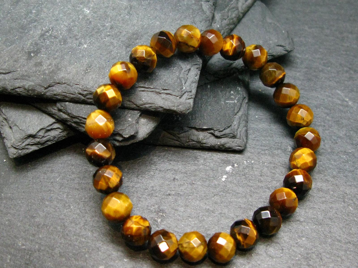 Tiger Eye Genuine Bracelet ~ 7 Inches ~ 8mm Round Facetted Beads