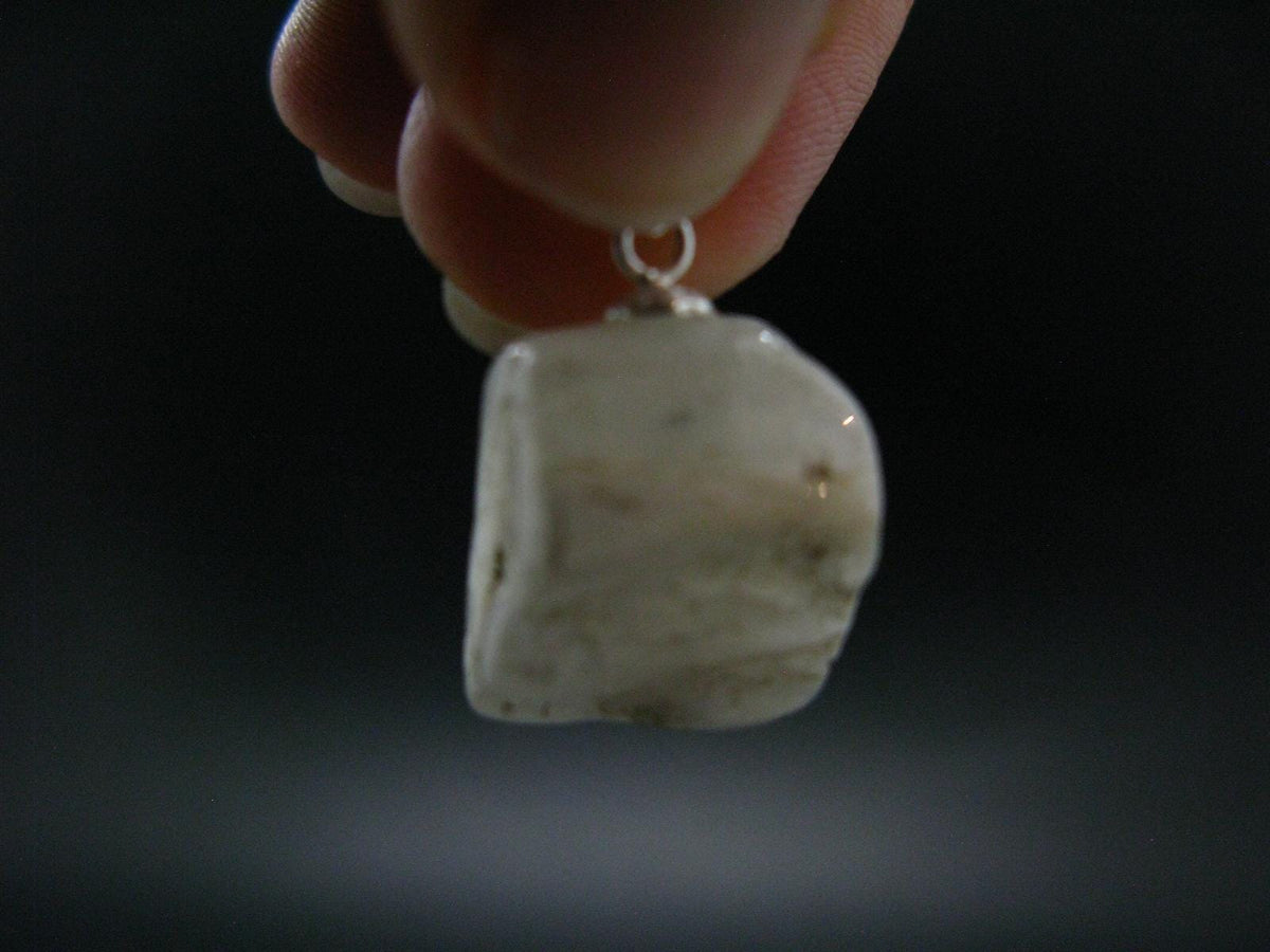 Clear Petalite Crystal Silver Pendant from Brazil - 0.9" - 3.63 Grams