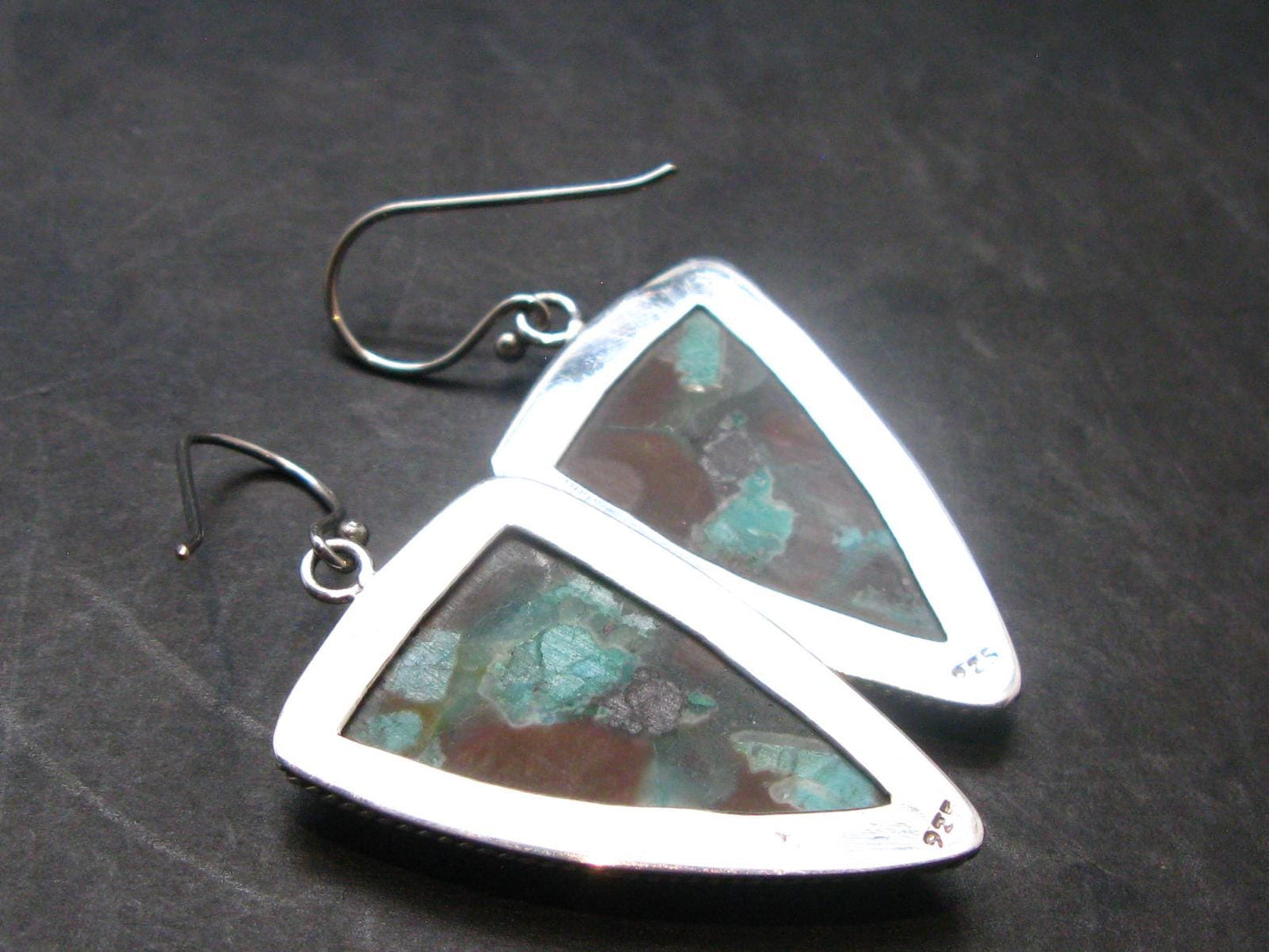 Chrysocola Silver Earrings From Arizona, USA - 1.9" - 13.88 Grams