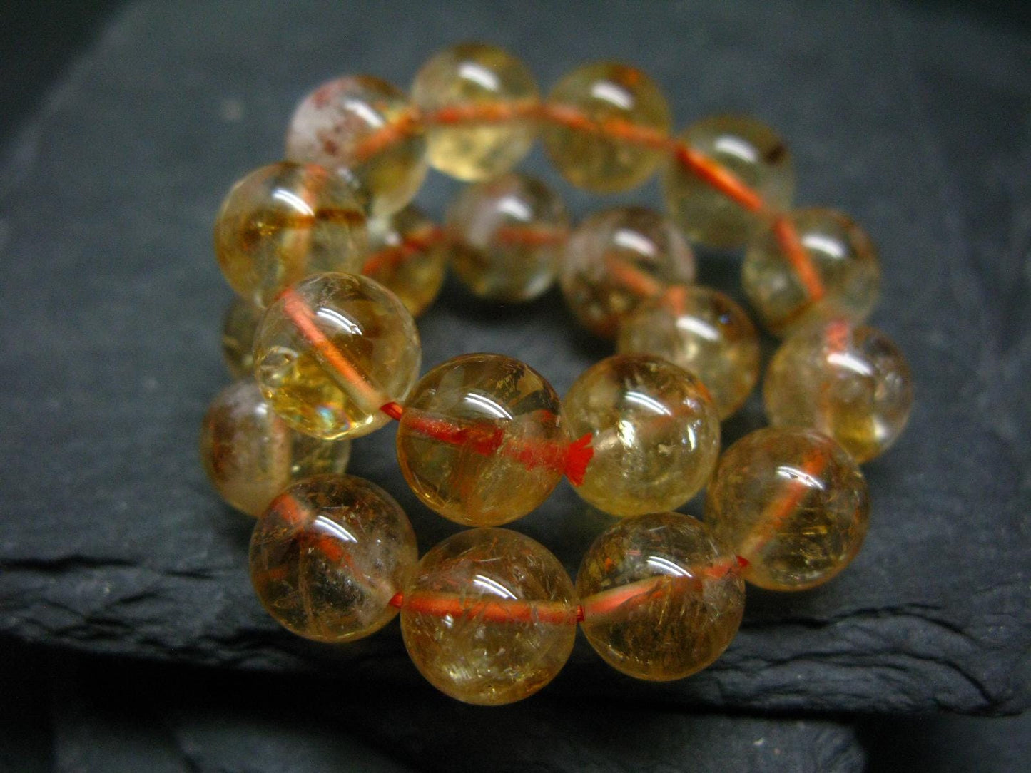 Citrine Genuine Bracelet ~ 7 Inches ~ 10mm Round Beads