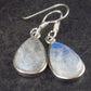 Pear Shaped Cabochon Natural Moonstone 925 Sterling Silver Drop Earrings - 1.3" - 3.1 Grams