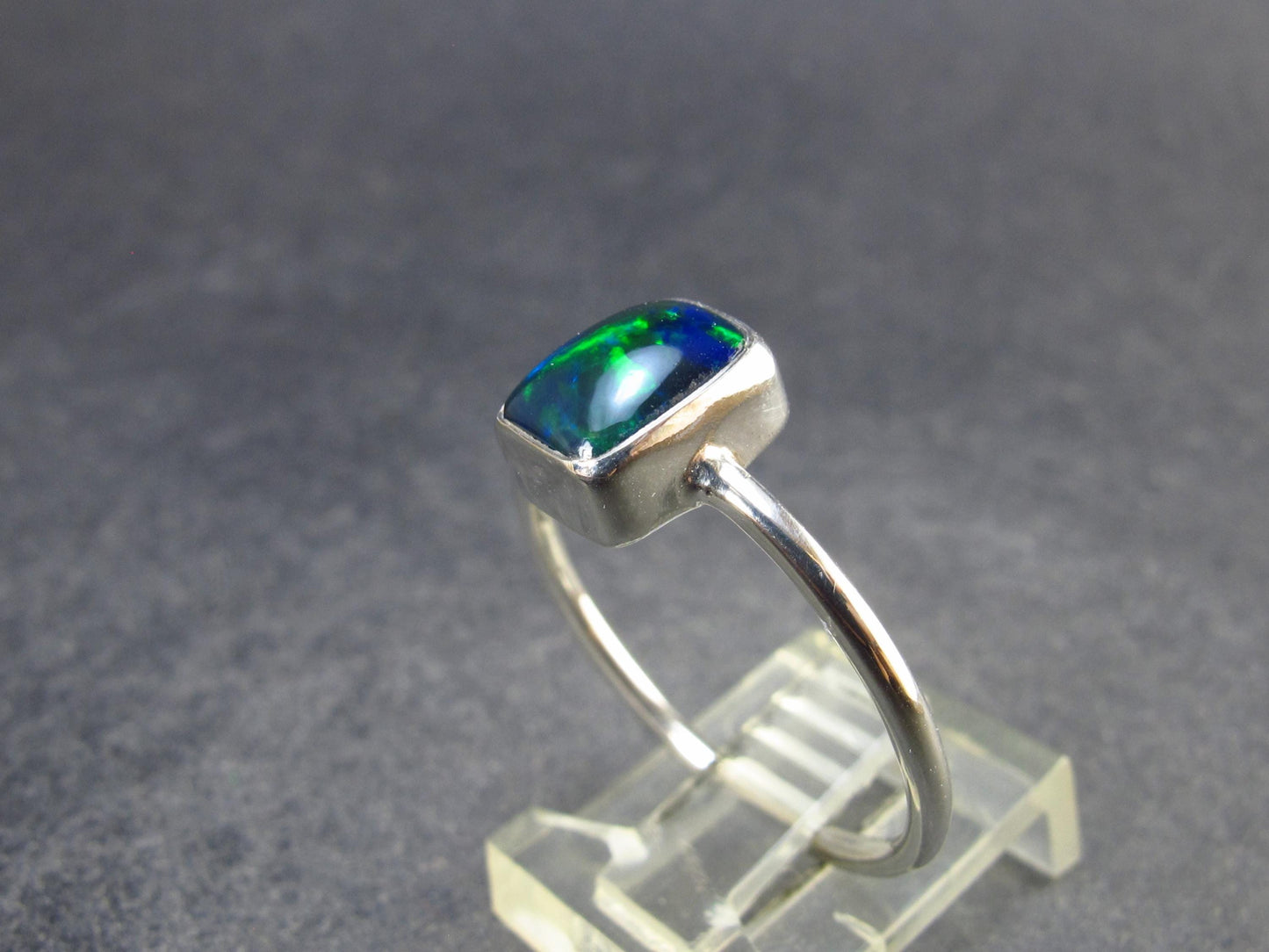 Rare Black Opal Sterling Silver Ring from Australia - Size 10.5 - 2.15 Grams