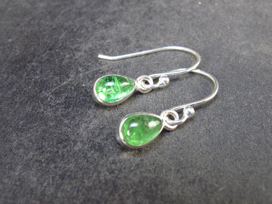 Tsavorite Gem Green Garnet Sterling Silver Earrings from Tanzania - 1.70 Grams