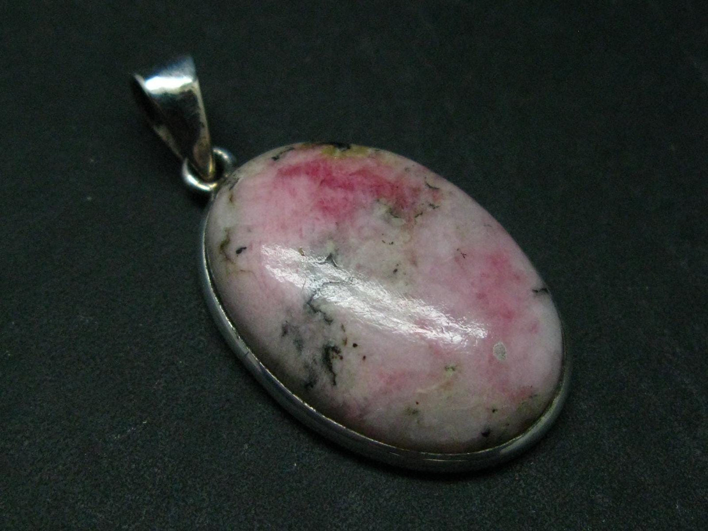 Rare Pink Tugtupite Sterling Silver Pendant From Greenland - 1.5" - 6.39 Grams