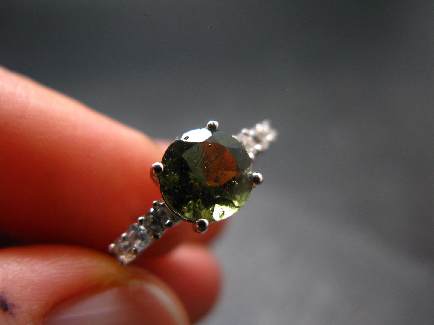 Moldavite Sterling Silver Ring From Czech Republic - Size 6.25 - 1.97 Grams