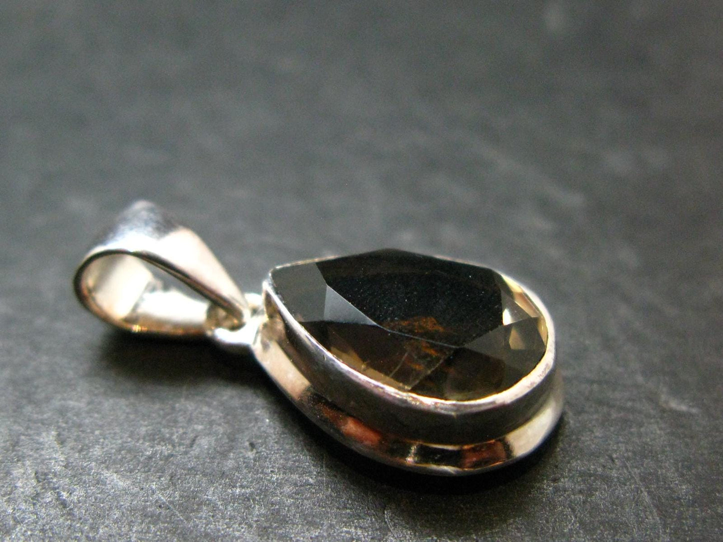 Smoky Quartz Crystal Facetted Silver Pendant From China - 1.0" - 3.18 Grams