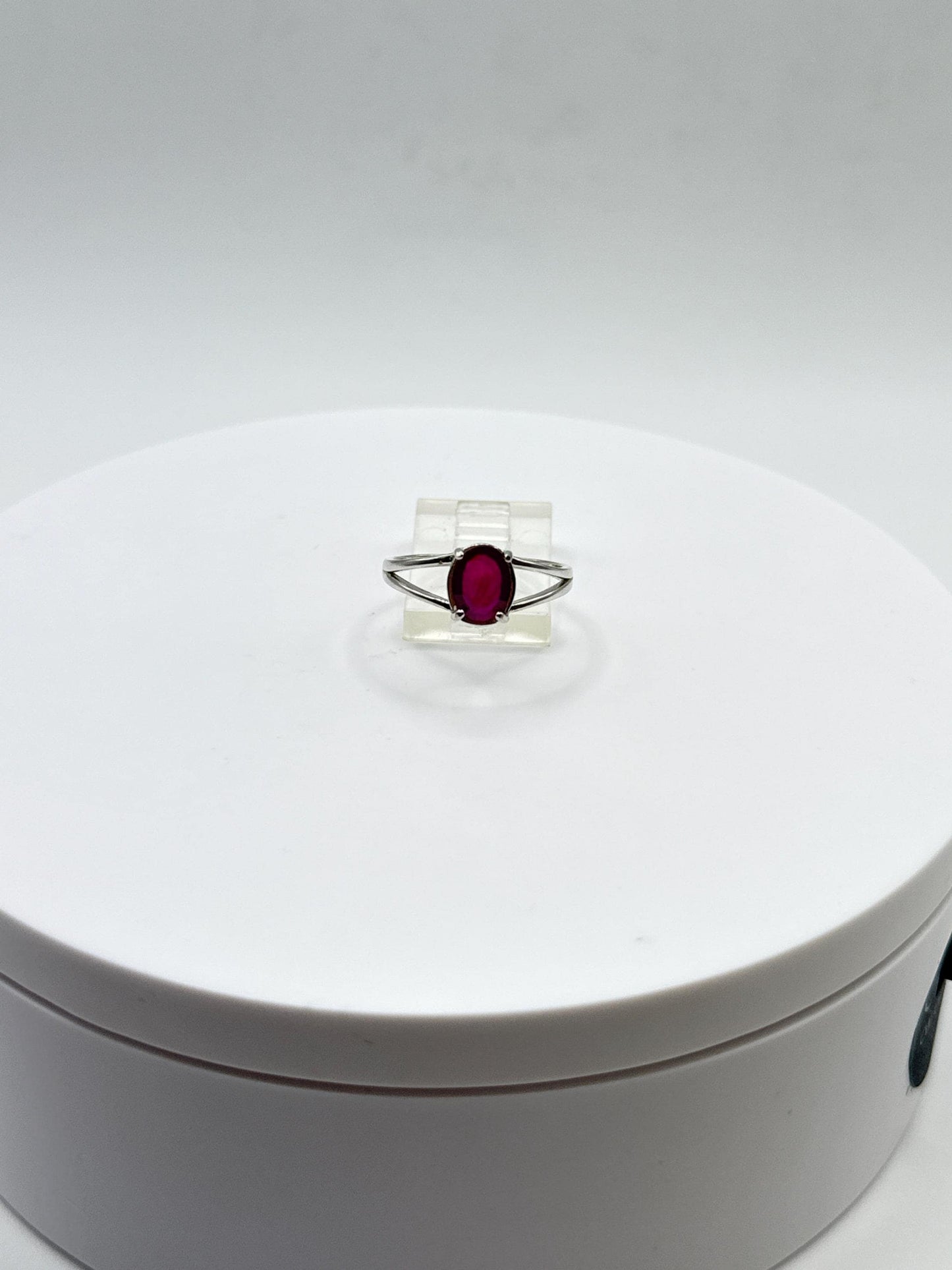 Ruby Solitaire Ring | Natural Ruby in Sterling Silver | July Birthstone Jewelry - Size 8