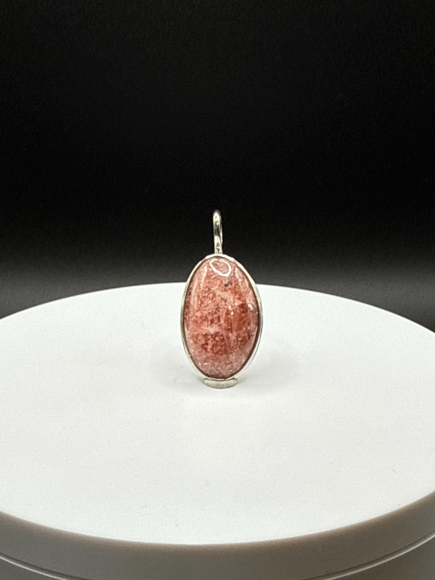 Natural Rhodochrosite Oval Pendant in Sterling Silver | Pink Crystal Necklace Charm| Jewelry Gift