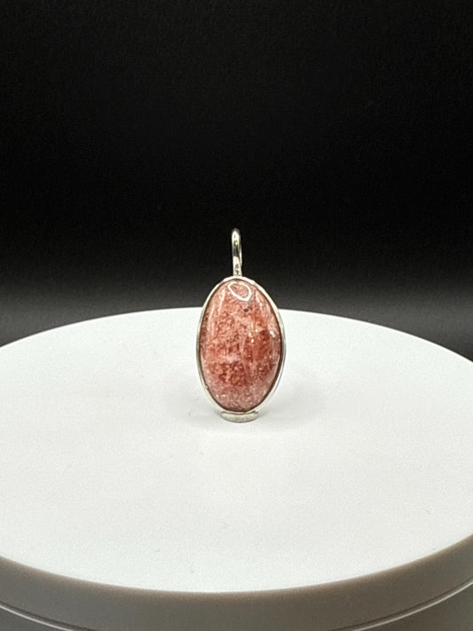 Natural Rhodochrosite Oval Pendant in Sterling Silver | Pink Crystal Necklace Charm| Jewelry Gift