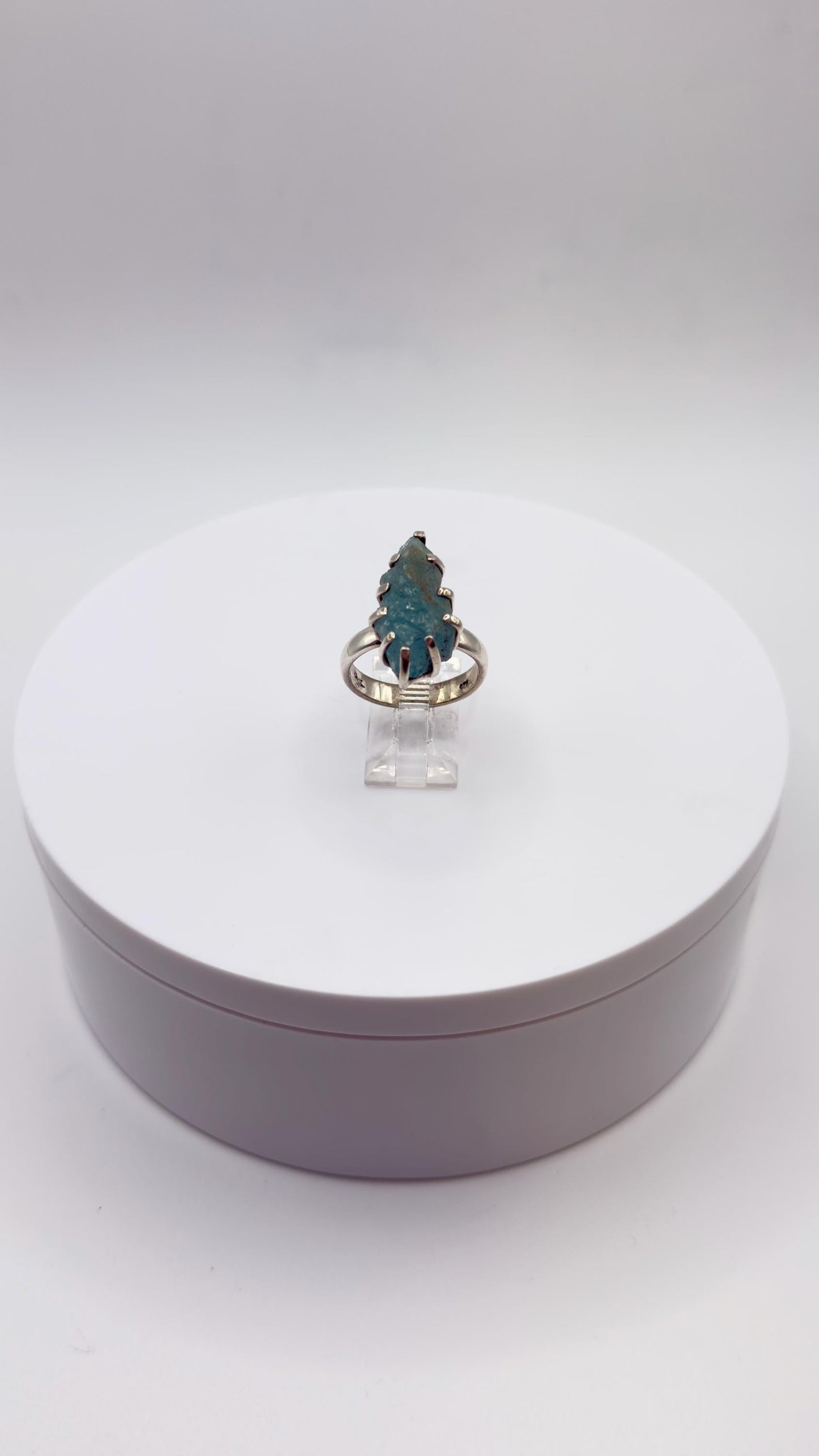 Grandidierite Ring Raw Blue Green Gemstone Silver Ring Natural Crystal Statement Jewelry Gift