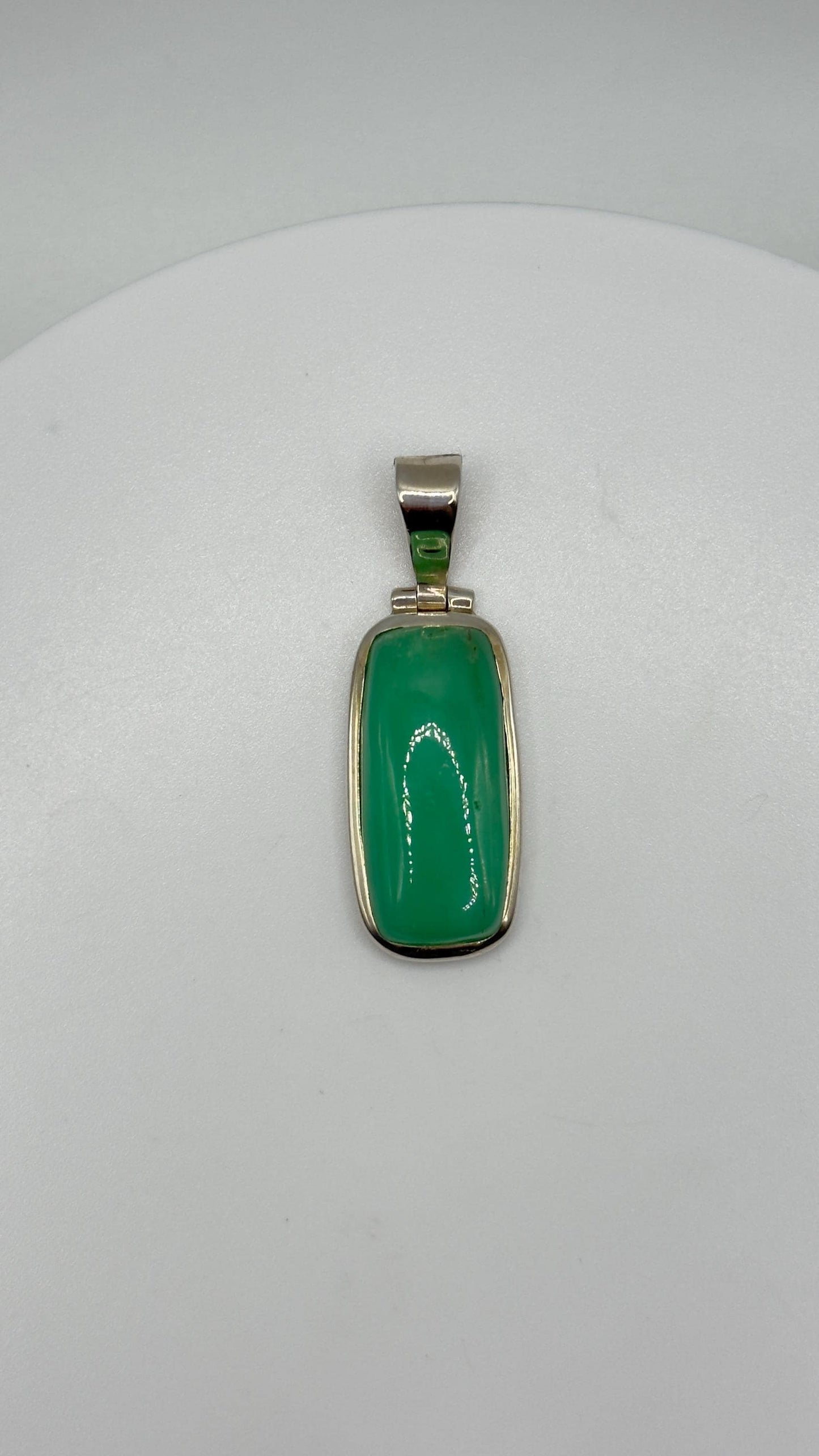 Natural Chrysoprase Pendant – Green Gemstone Sterling Silver Jewelry - Weight 6.07 g