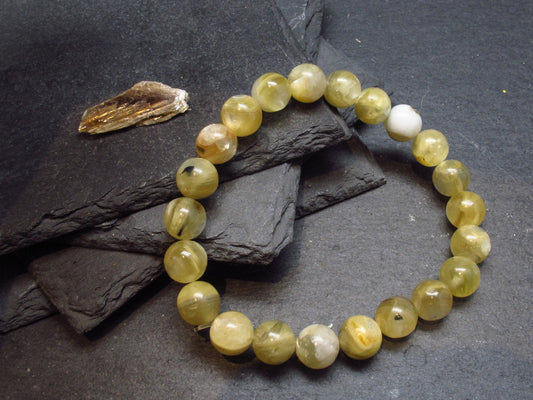Muscovite Mica Genuine Bracelet ~ 7 Inches ~ 8mm Round Beads