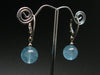 12mm Natural Sky Blue Topaz Round Beads Dangle 925 Silver Leverback Earrings from Brazil