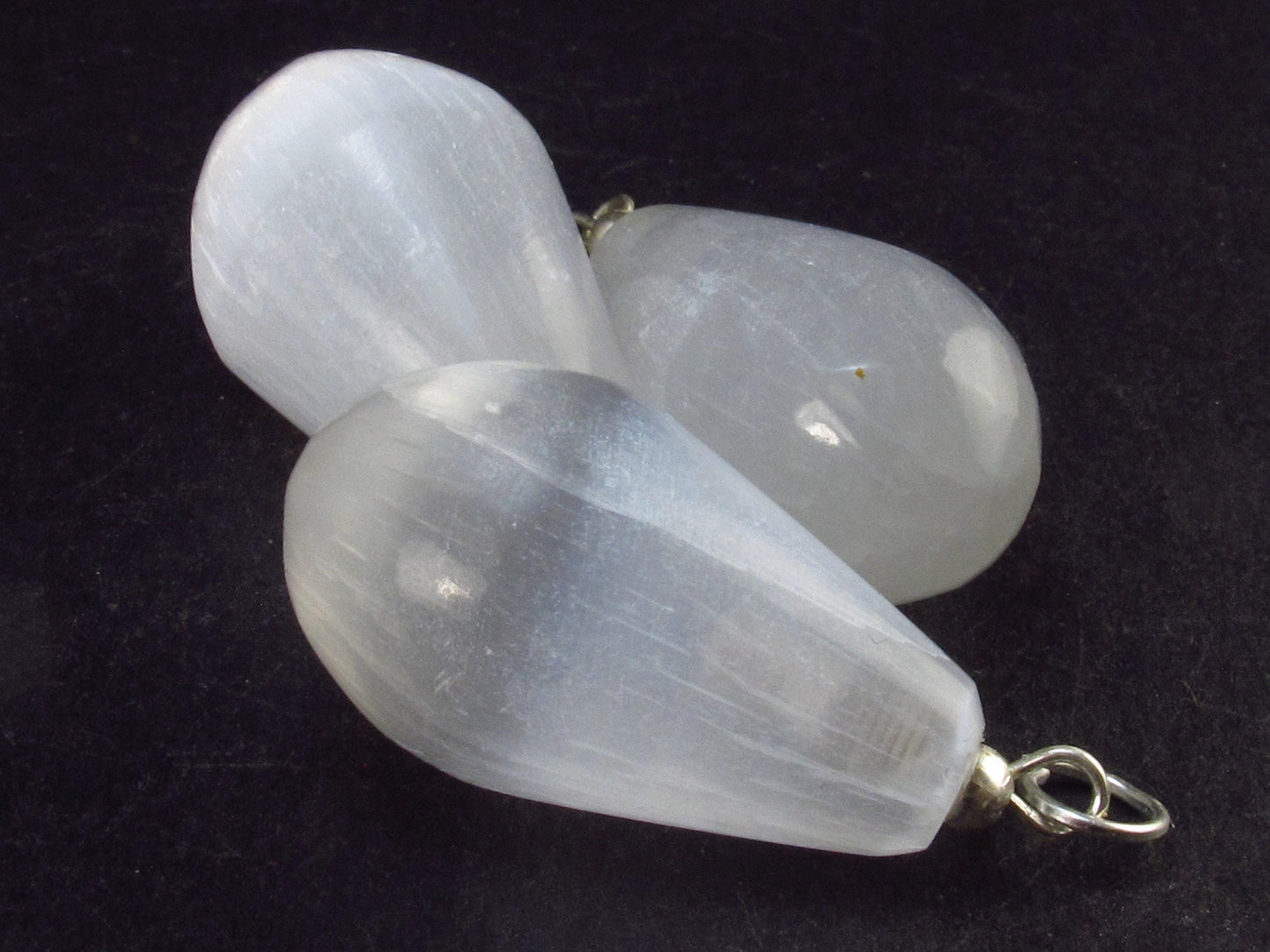 Satin Spar!! Set of 3 Natural Selenite Pendant from Morocco