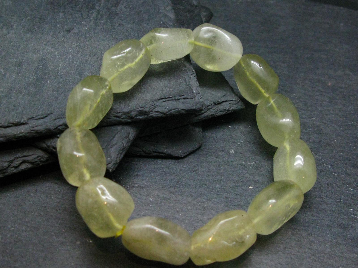 Libyan Tektite Glass Genuine Bracelet ~ 7.5 Inches ~ 18mm Tumbled Beads